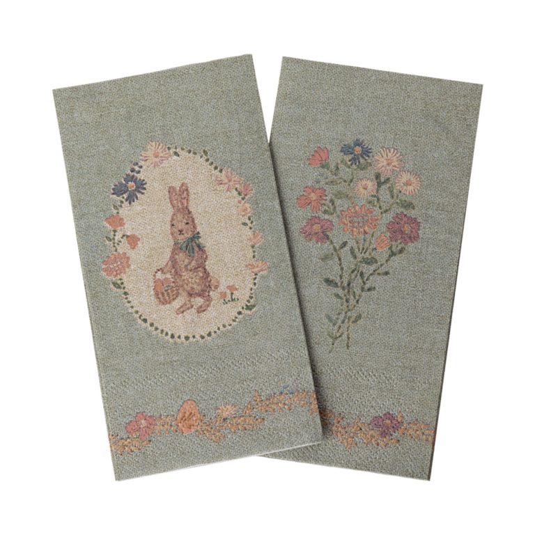 Maileg Paper Napkins Lapin de Pâques - Green/Green, 20 pcs