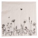 Napkins, Beige Paper Flowers, Set of 20, 33×33 cm - Main Image
