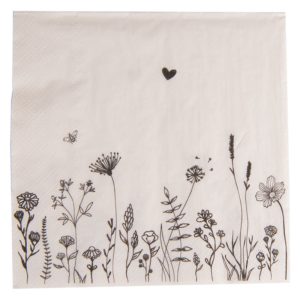 Napkins, Beige Paper Flowers, Set of 20, 33x33 cm