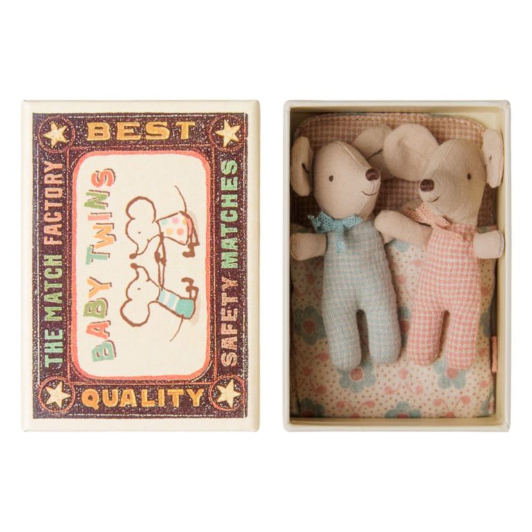 Maileg Twins, Baby Mice in Matchbox – Checker