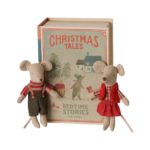 Maileg Christmas Twin Mice, Little Sister and Brother in Book - Gallery Image