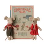 Maileg Christmas Twin Mice, Little Sister and Brother in Book - Main Image